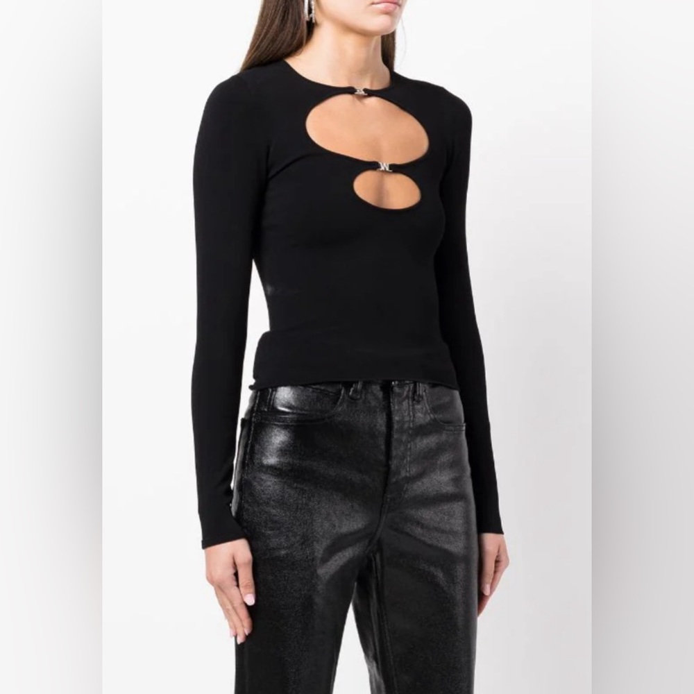 Alexander Wang Cutout Long Sleeve Top | Black | Fitted Minimalist Chic